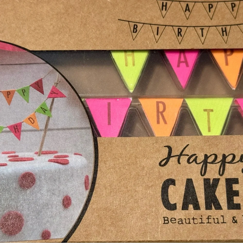 New Ginger Ray Happy Birthday Neon Cake Topper Bunting Sign Flags Decoration